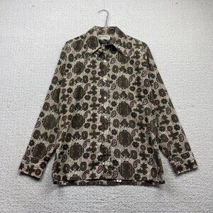 Vintage Van Heusen Single Needle Mens  M Mandala Paisley Geometric Retro AOP